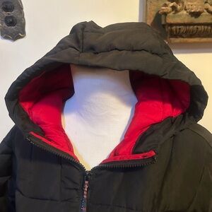 Hawk & Co Black Hooded Jacket with Red Lining